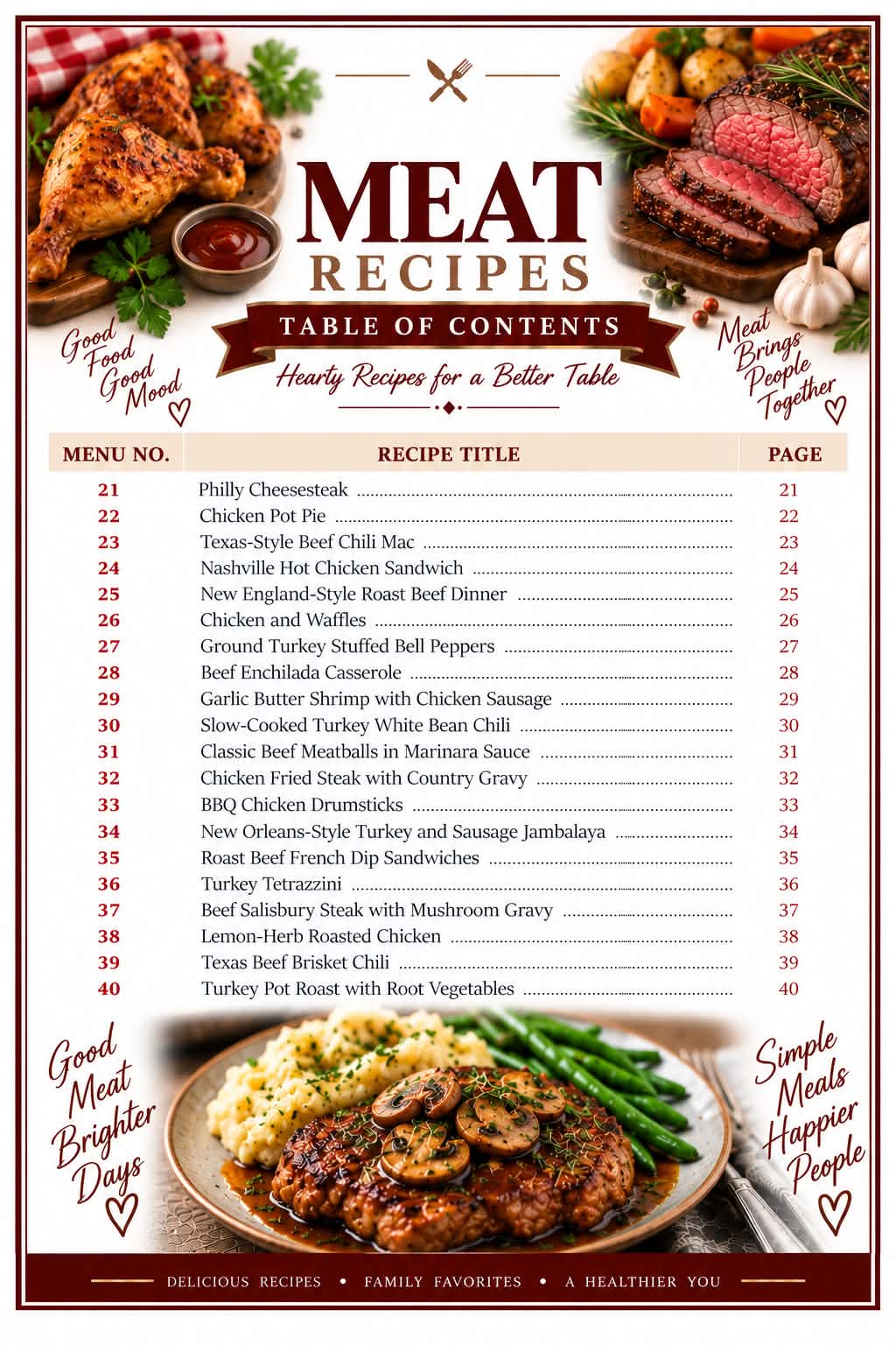 Meat Lovers 100 Recipes Index