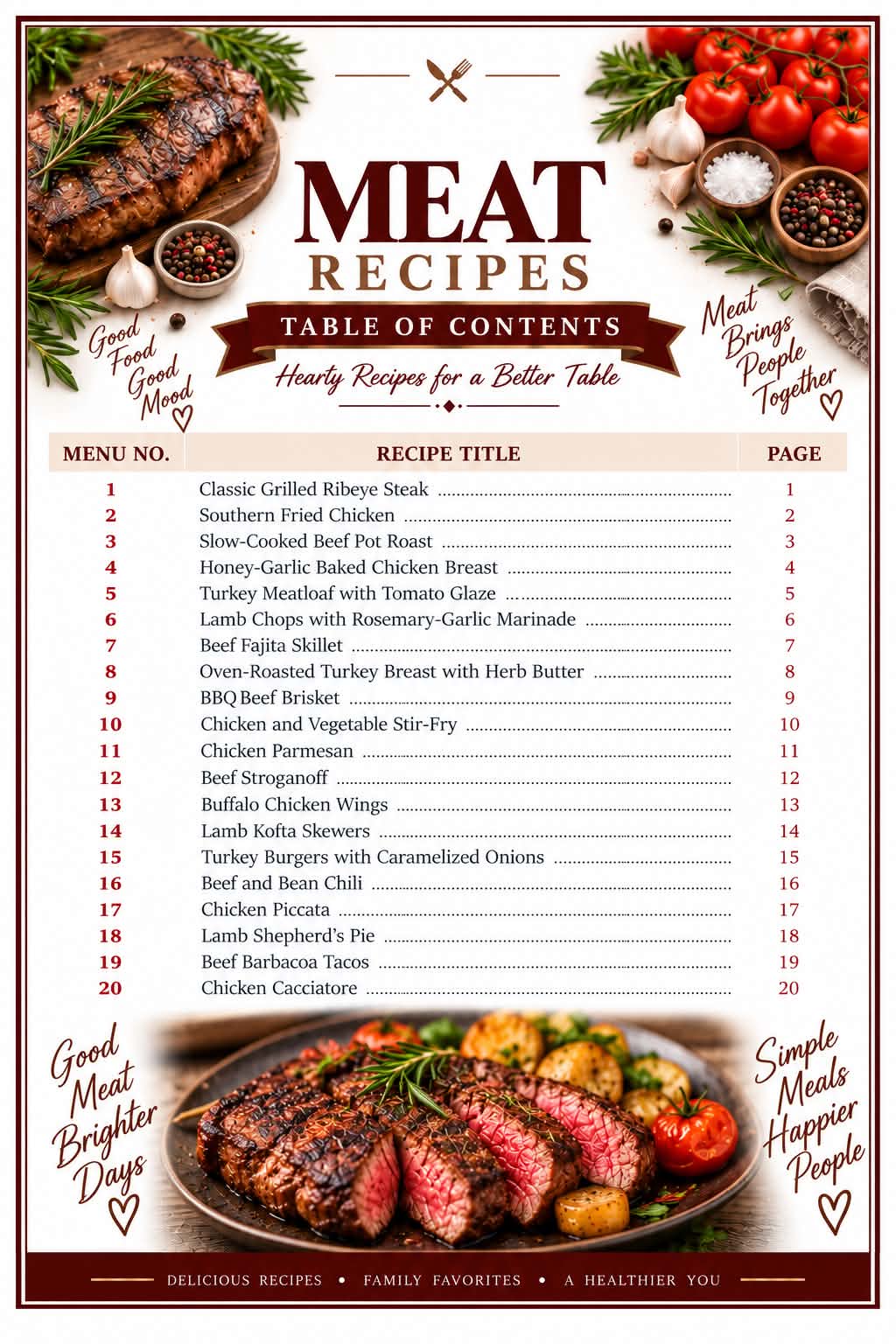 Meat Recipes Table of Contents