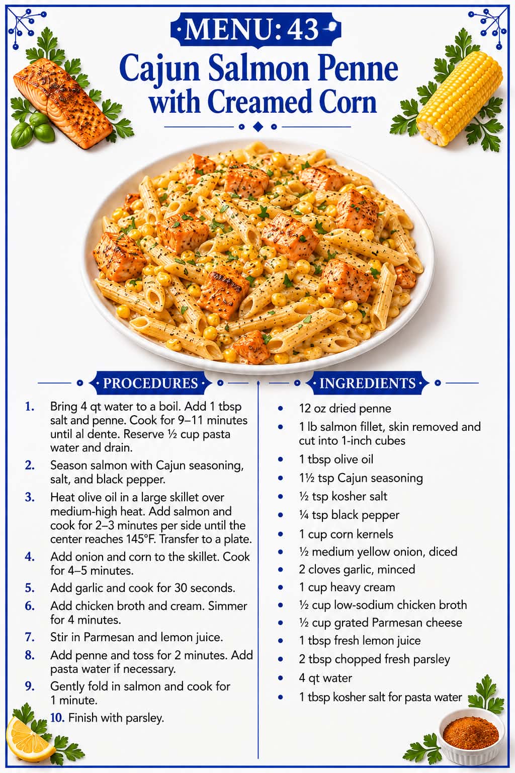 Cajun Salmon Penne Recipe Page