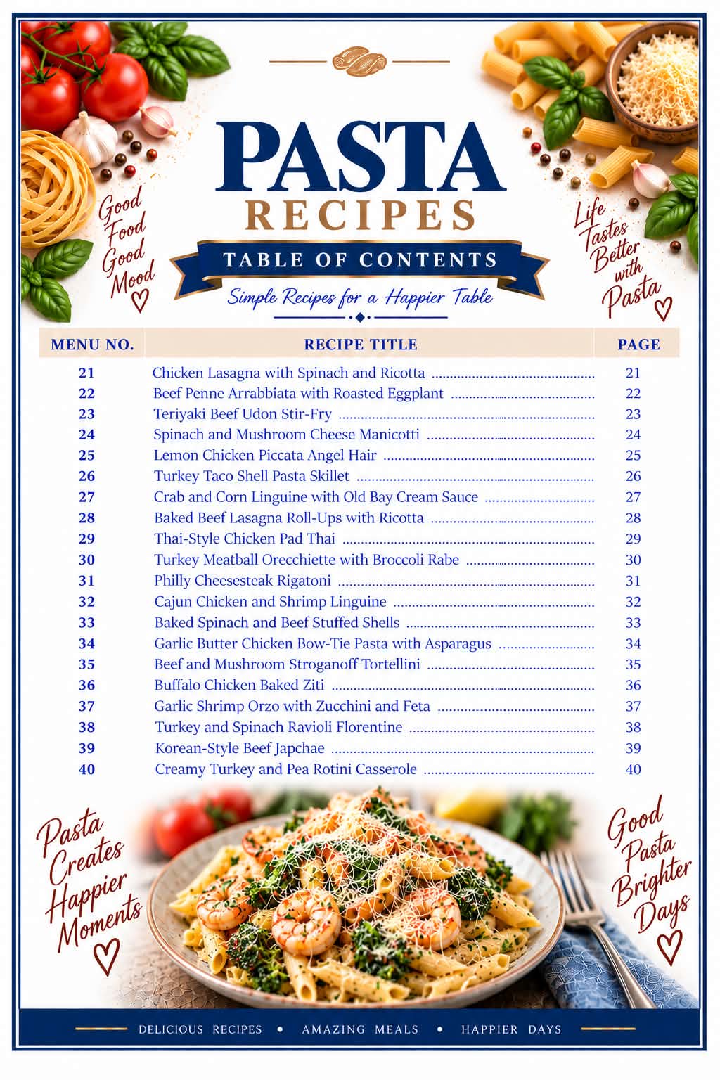 Pasta Ultimate 100 Recipes Index
