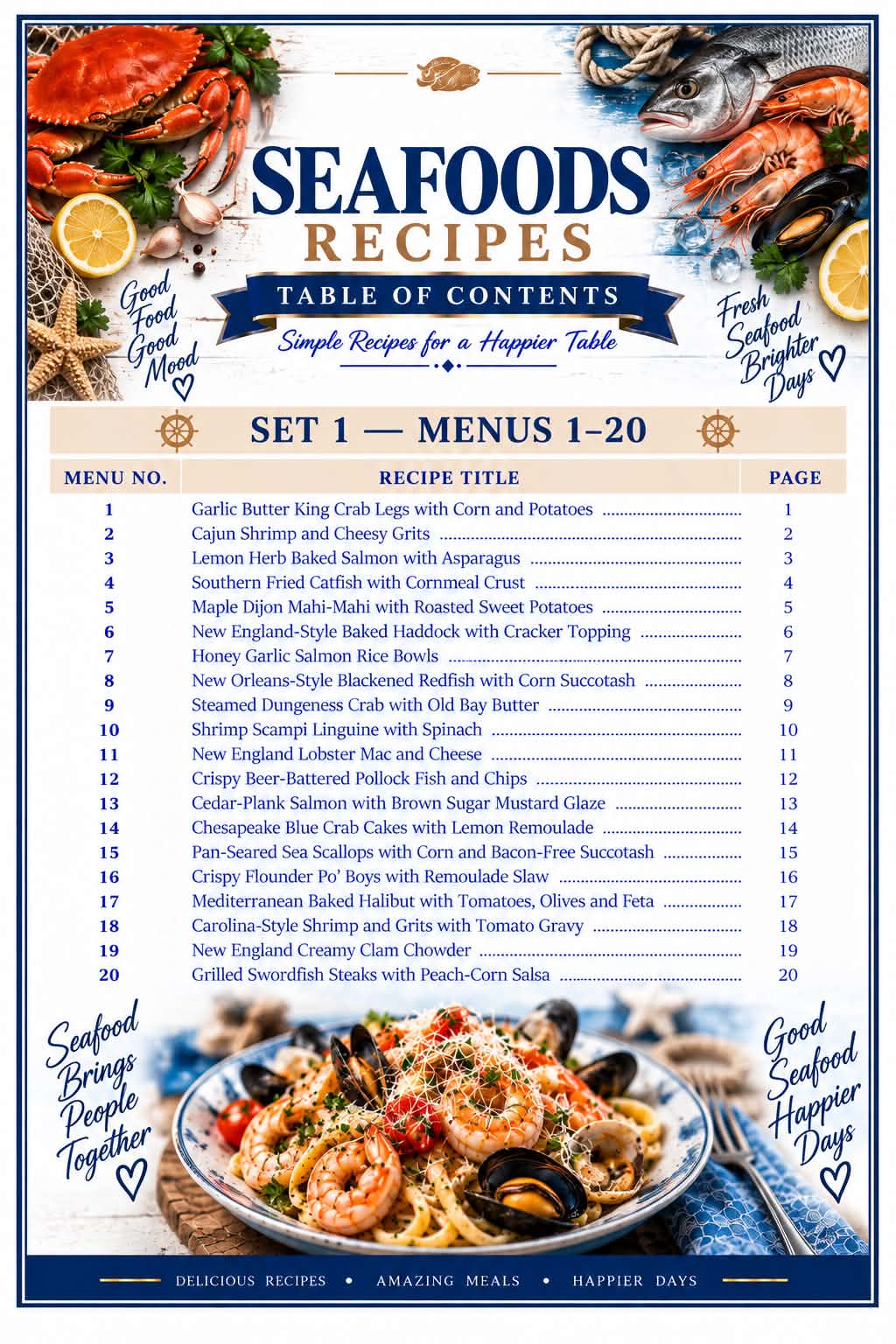 Seafoods Recipes Table of Contents