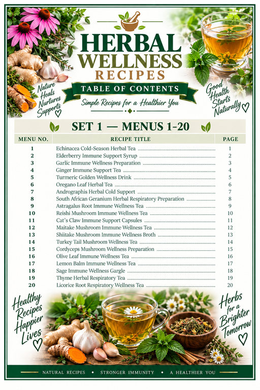 Immune System Recipes Table of Contents